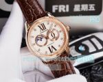 Swiss Replica Cartier Moonphase Rose Gold Watch White Dial